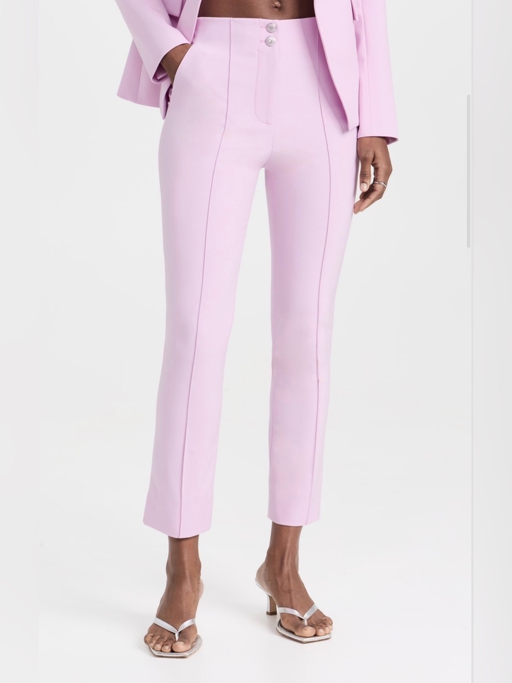 Veronica Beard Kean High Rise Pintuck Cropped Trousers in Lavender / Lilac